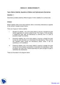 Motion Stability - Seakeeping and Manoeuvring - Solved Assignment