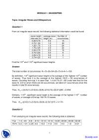 Irregular Waves - Seakeeping and Manoeuvring - Solved Assignment