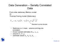 Stationary Markov Model - Stochastic Hydrology - Lecture Notes