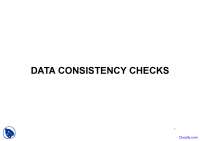 Data Consistency Checks - Stochastic Hydrology - Lecture Notes