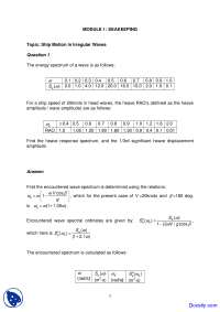 Ship Motion in Irregular Waves - Seakeeping and Manoeuvring - Solved Assignment