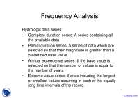 Partial Duration Series - Stochastic Hydrology - Lecture Notes