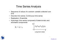 Time Series Analysis - Stochastic Hydrology - Lecture Notes