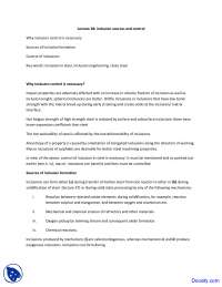 Inclusion Sources and Control - Steel Making - Lecture Notes