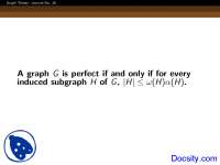 Graph Theory: Perfect Graphs and Special Classes