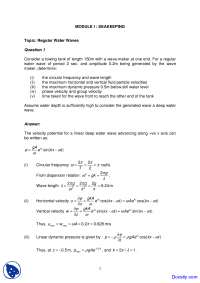 Regular Water Waves - Seakeeping and Manoeuvring - Solved Assignment
