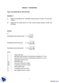 Uncoupled Heave - Seakeeping and Manoeuvring - Solved Assignment
