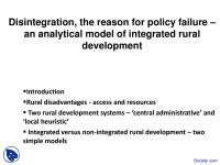 Understanding Rural Development: An Analysis of Integrated versus Non-Integrated Systems