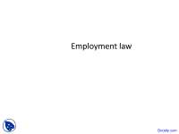 Employment Law - Social Legislation - Lecture Slides