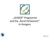Rural Parliament - Rural Development - Lecture Slides
