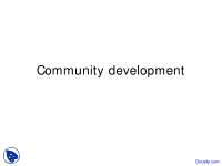 Learning Outcomes - Community Development - Lecture Slides