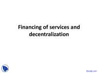 Financing of Services - Social Legislation - Lecture Slides