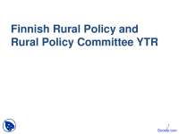Finnish Rural Policy - Rural Development - Lecture Slides