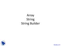 Array String - Programming Using C Sharp - Lecture Slides - Docsity