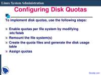 Configuring Disk Quotas - Linux Network Administration - Lecture Slides