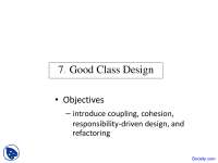 Good Class Design - Introduction to Programming in Java - Lecture Slides
