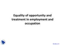 Understanding Discrimination & Equality in Employment: Focus on Convention No. 111 (1958)