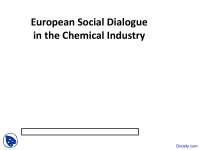 European Social Dialogue in Chemical Industry: Agreements, Projects, & Role of Partners