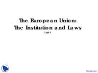 The European Union: Institutions, Laws, and Major Bodies