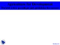 Agriculture for Development - Rural Development - Lecture Slides