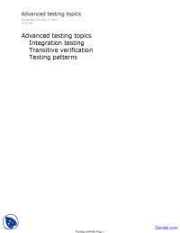Testing Methods - Principles of Software Development - Lecture Notes