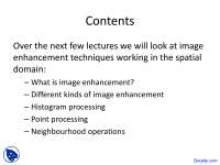 Image Enhancement - Computer Graphics and Image Processing - Lecture Slides