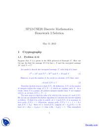 Cryptography - Discrete Mathematics - Solved Homework - Docsity