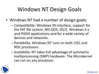 Windows NT Design Goals - Operating Systems Computing - Lecture Slides