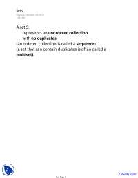 Sets: Concept, Notation, and Operations