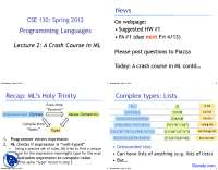 Crash Course in ML - Programming Language - Lecture Slides