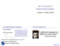 Programming Thought - Programming Language - Lecture Slides