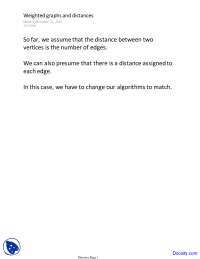 Weighted Graphs and Distances - Computational Concepts in Biological Sciences - Lecture Note