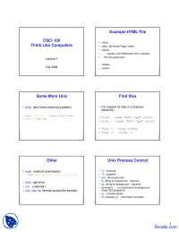Computing and Decision Making: Lecture 7 - HTML, Unix, and Decision Making Techniques