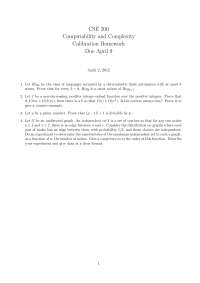 Computability and Complexity: Calibration Homework CSE 200