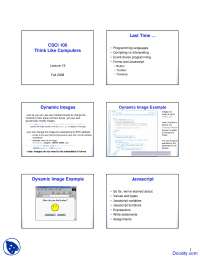 Dynamic Images - Thinking Like Computers - Lecture Slides