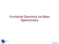 Functional Genomics via Mass Spectrometry: Peptide Identification & Proteomics