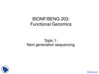 Next Generation Sequencing - Introduction to Bioinformatics - Lecture Slides