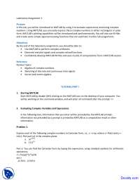 Evaluate Expressions - Elements of Discrete Signal Analysis - Laboratory Assignment