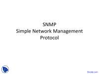 Simple Network Management Protocol - Internet - Lecture Slides