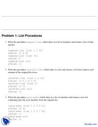 List Procedures  - Building Programming Experience - Homework