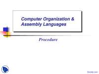 Procedure - Computer Organization and Assembly Language - Lecture Slides