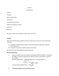 Stoichiometry - Materials and Heat Balance in Metallurgical Processes - Lecture Notes