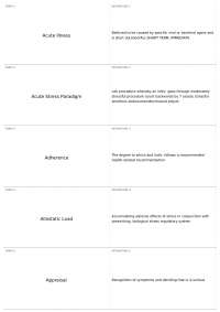 Health and Illness Terms: Acute vs Chronic, Stress, Coping, and Social Factors
