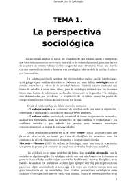 Introducción a la Sociología Tema 1 - Apuntes de Sociología - Docsity