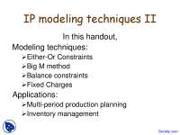 Either or Constraints - Discrete Modeling and Optimization - Lecture Slides