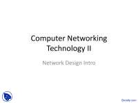 Network Design Intro - Computer Networks - Lecture Slides - Docsity
