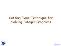 Cutting Plane Technique - Discrete Modeling and Optimization - Lecture Slides