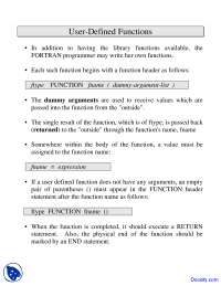 User-Defined Functions - Fortran Programming - Lecture Notes