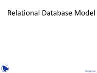 Relational Database Model - Database Management and Design - Lecture Slides