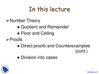 Number Theory & Proofs: Quotient-Remainder, Division, Floor & Ceiling